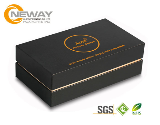 Custom Electronics Packaging Boxes , Magnetic Closure Gift Boxes Black Color